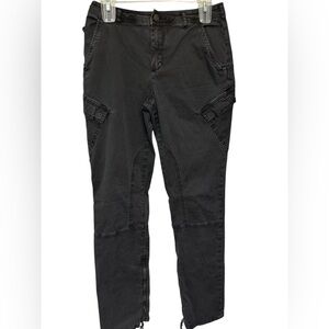 Pilcro Anthropologie Stylish Black Cargo Pants Ankle Zipper